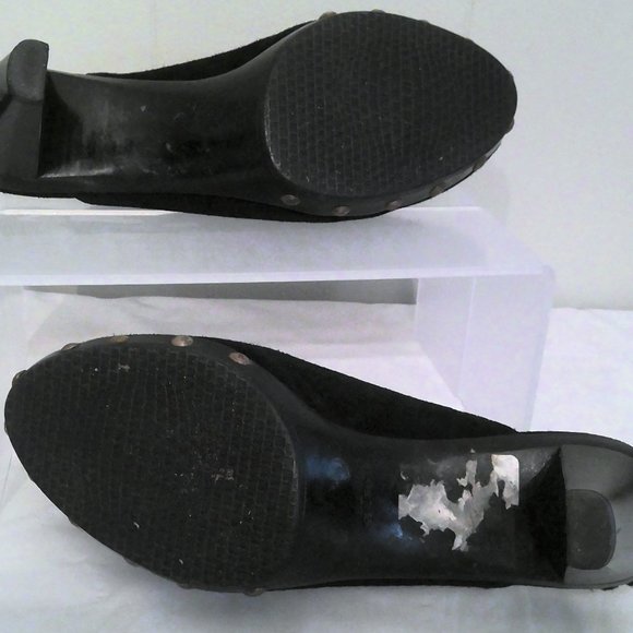 Stuart Weitzman black Suede Mule Heel Slides Sz 7.5 - Picture 5 of 5